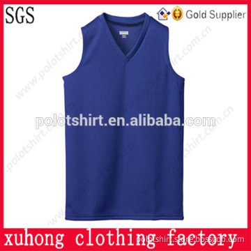 Mens blank blue fitted V-neck dry fit vests